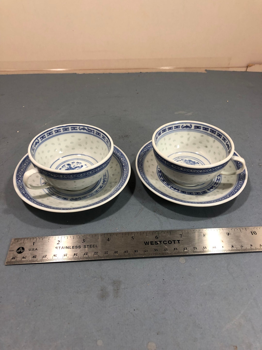 Chinese Bowls And Spoons Set Blue & White Porcelain Rice Bowl Set - 10