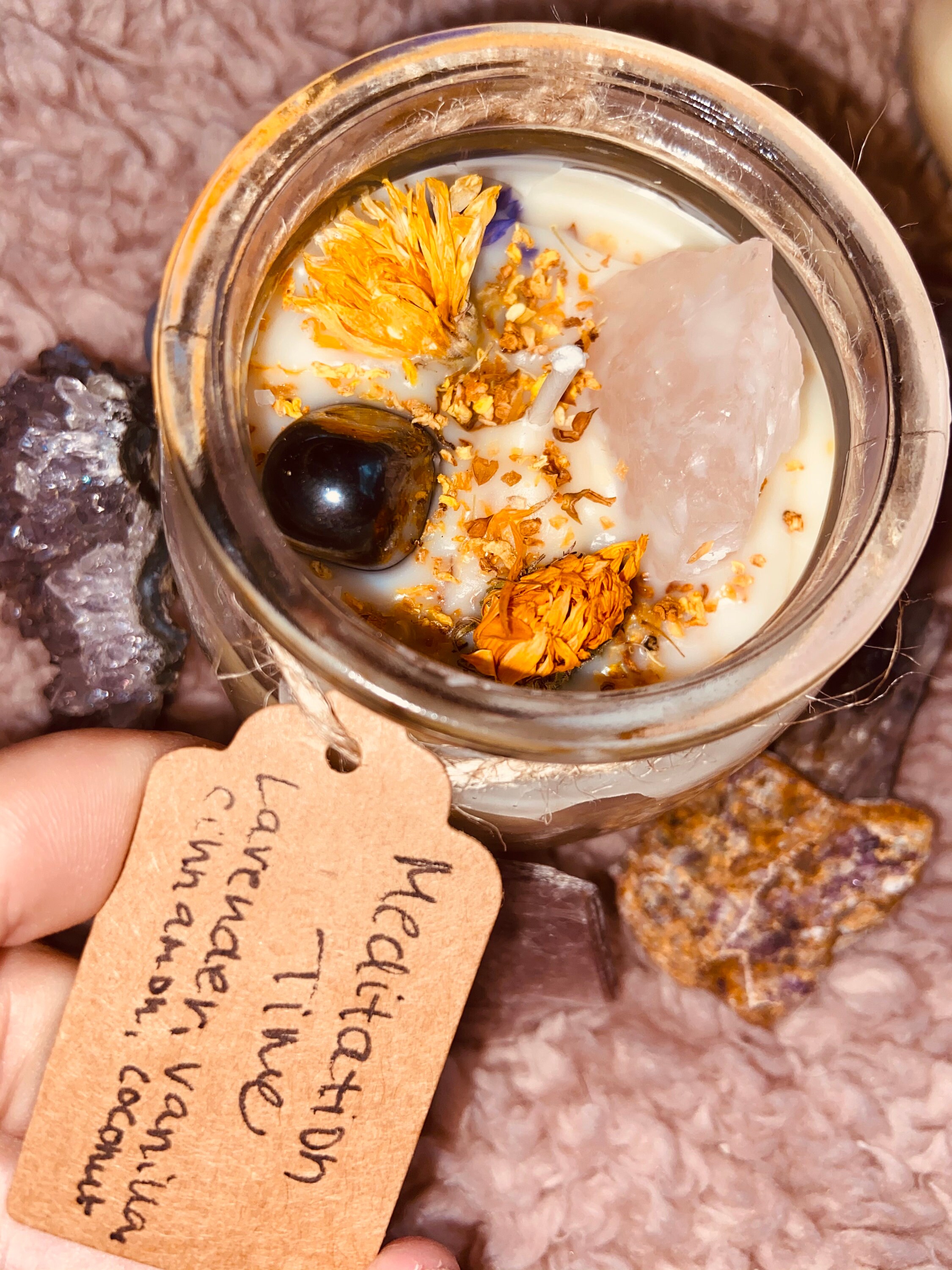 Crystal Healing Intention Candles Homemade Etsy