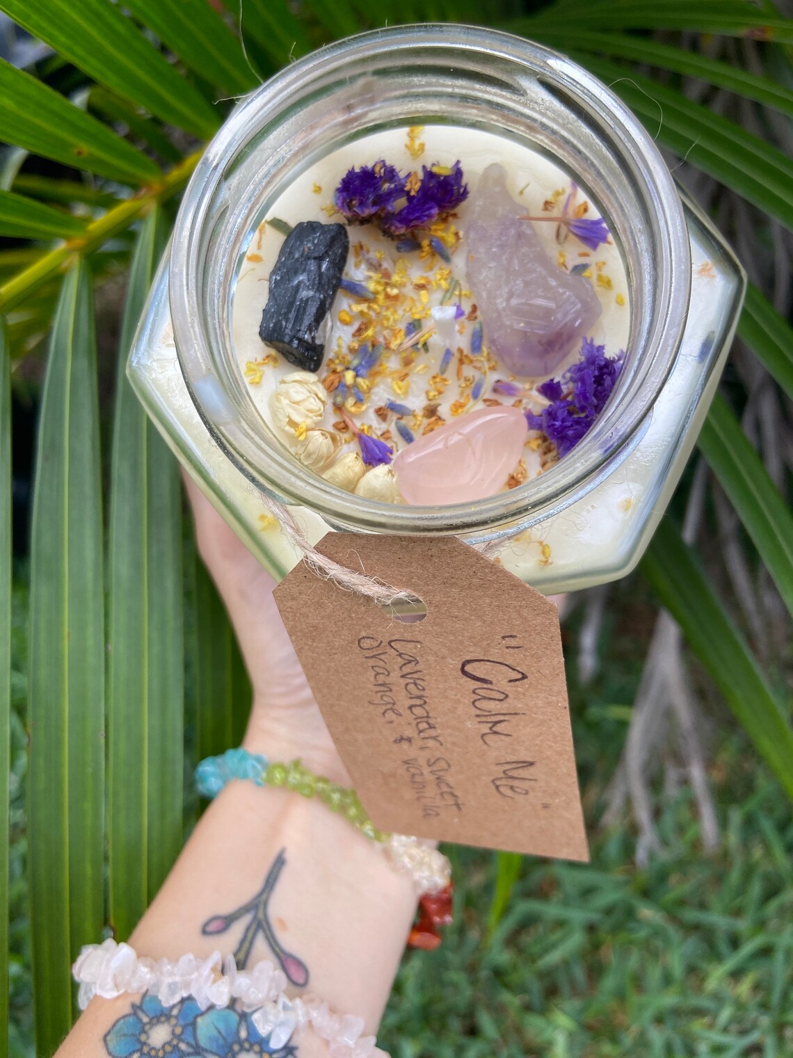 Crystal Healing Intention Candles Homemade Etsy