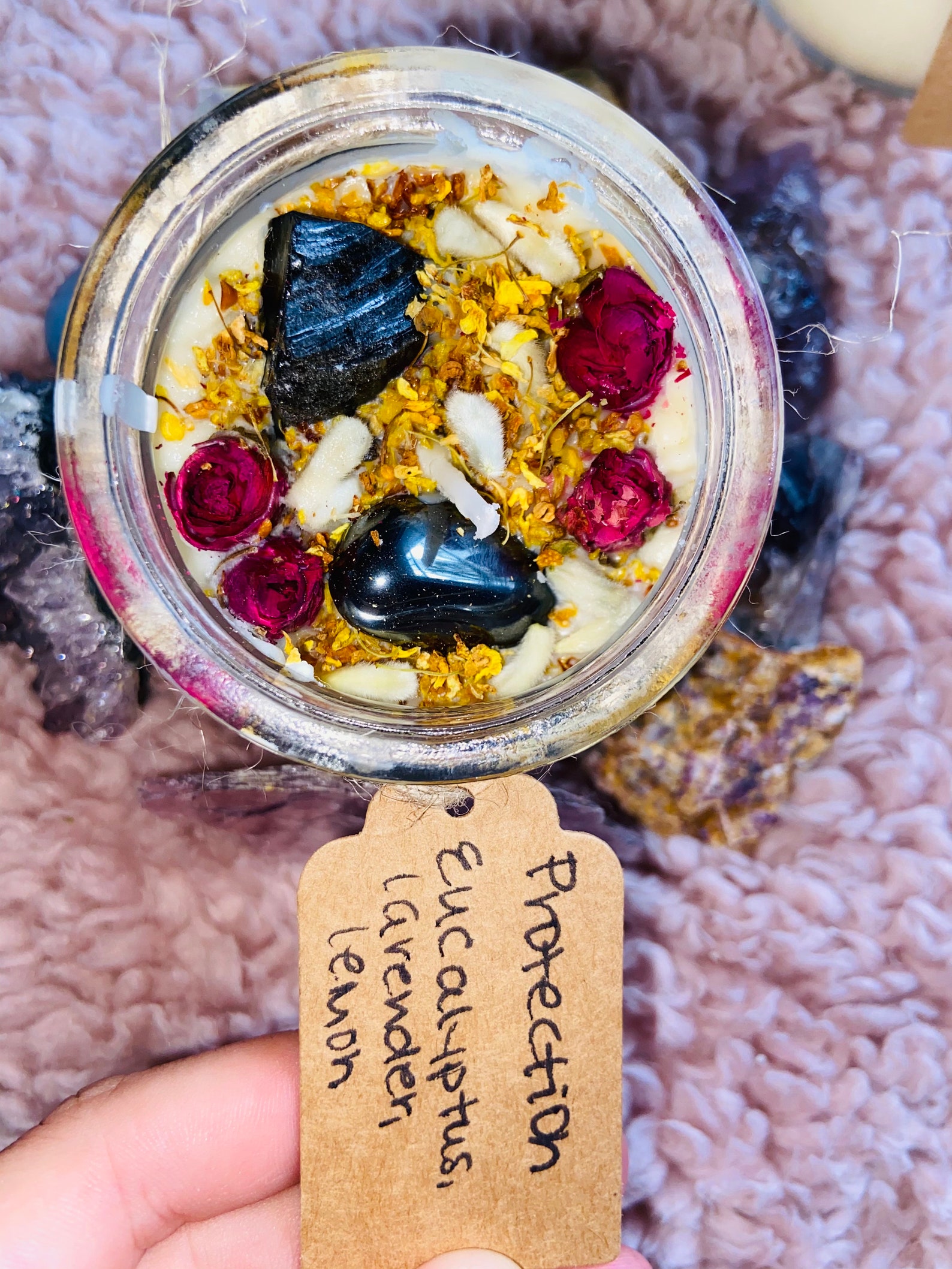 Crystal Healing Intention Candles Homemade Etsy