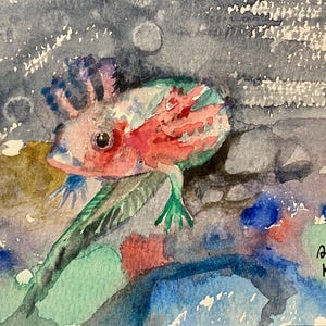 Una carta mágica que puede conquistar corazones, postal en acuarela hecha a mano por la artista Myungja Anna Koh