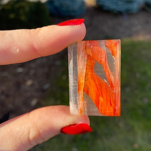 Bright Red Fire Quartz Cabochon, Hematite Included Quartz Cabochon for Jewelry