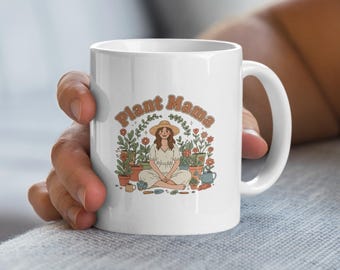 Plant Mama Mugs Glassware, Gardening Lover Gift, Plant Lady Present, Mother's Day Gift, Plant Themed Mug, Unique Coffee Cup, Plant Owner Cup
