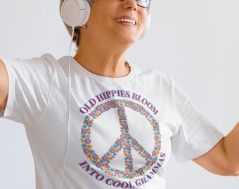 hippie gramma t shirt, t shirt for gramma, cool grandmother t shirt, gift for grandmother, Unisex Heavy Cotton Tee
