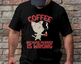 Funny Coffee Cat Graphic T-Shirt: Coffee Humor Shirt