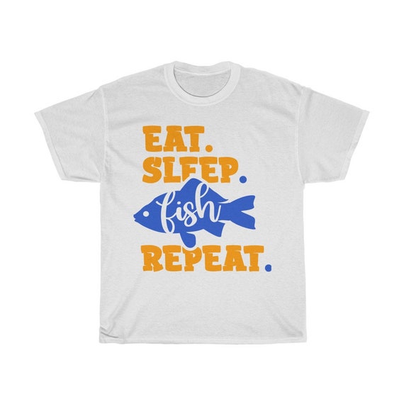 Eat Sleep Fish Repeat Fishing T Shirt unisex Heavy Cotton, Fisherman T Shirt, Fisherman Gifts, Gifts for Dad, Funny Shirt, Fishing Shirt
