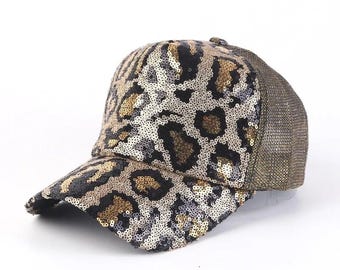 Leopard Print Trucker Hat – Red Floral Embroidery  display picture 1