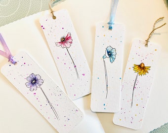Hand Painted Wildflower Watercolor Bookmark, Original Art