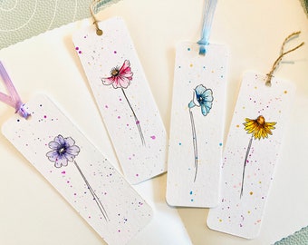 Watercolor bookmarks, Original Hand Painted Wildflower Bookmarks, Botanical designs, Gifts for book lovers, Minimalist, Mother’s Day, spring