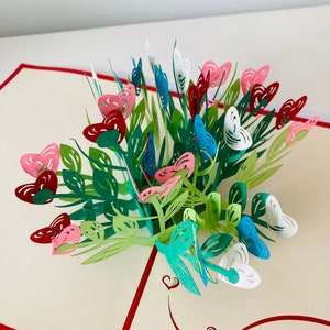 Bouquet de roses en forme de coeur Carte de voeux 3D pop-up, occasions spéciales, saint-valentin, amour, chérie, cadeaux de fête des mères