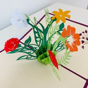 Carte pop-up pour la fête des mères/Fleurs sauvages, carte de voeux 3D, carte d'anniversaire