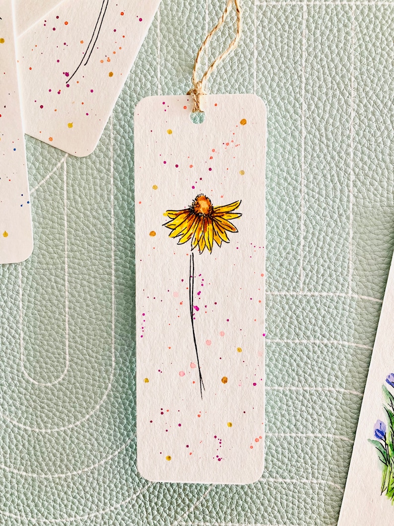 Hand Painted Wildflower Watercolor Bookmark, Original Art immagine 2