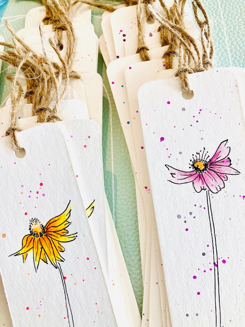 Hand Painted Wildflower Watercolor Bookmark, Original Art immagine 5