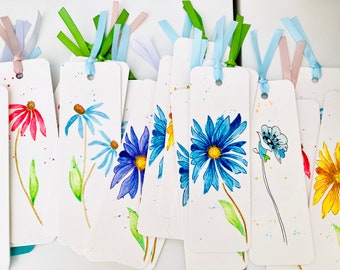 Watercolor bookmarks, Original Hand Painted Wildflower Bookmarks, Gifts for book lovers, Minimalist, mother’s Day, Spring bookmarks