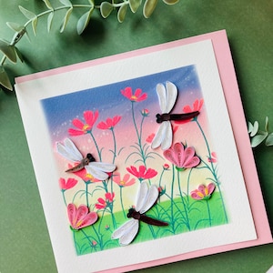 Sunset Dragonfly | Art card | Floral | Dragonfly | blank greeting cards | special greeting card | special occasions | anniversary | birthday