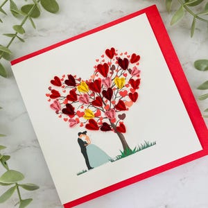 Carte de Quilling de mariage, papier d'art, carte de voeux, carte de Quilling, jeunes mariés, carte faite main, cartes vierges, amour, valentines, félicitations