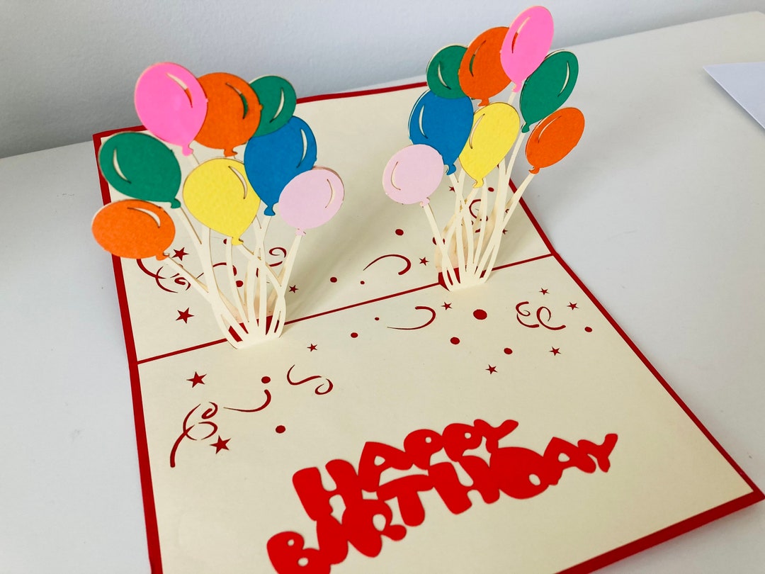Birthday Balloons Pop up 3D Greeting Card | Happy Birthday ...