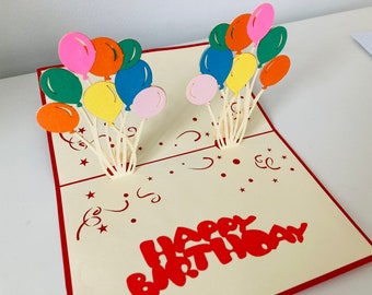 Birthday balloons Pop up 3D greeting card |  happy birthday | celebration