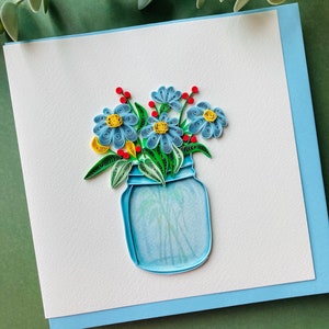 Cartes de Quilling | carte artistique | Fleurs | bouquet d'été | cartes de vœux vierges | carte de voeux spéciale | occasions spéciales | anniversaire