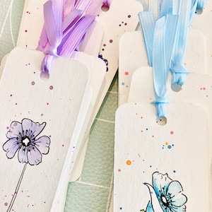Hand Painted Wildflower Watercolor Bookmark, Original Art immagine 4