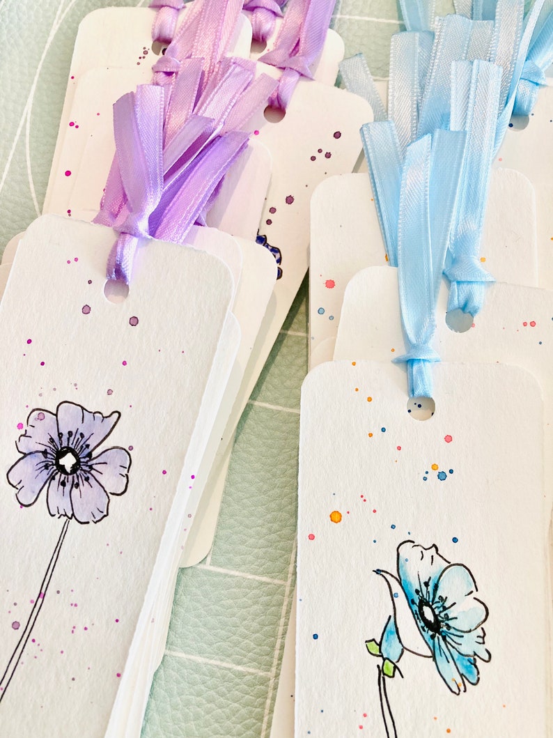Hand Painted Wildflower Watercolor Bookmark, Original Art immagine 4