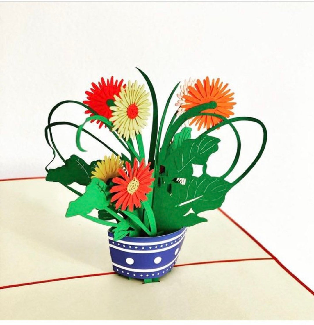 Mother’s Day Card/ Daisy Flower/marigold Flower Pop up 3D Greeting Card ...
