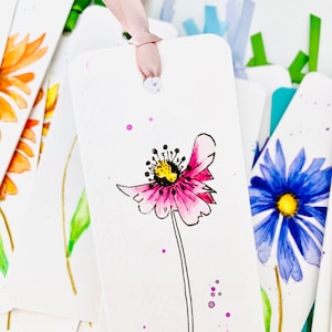 Hand Painted Wildflower Watercolor Bookmark, Original Art immagine 8