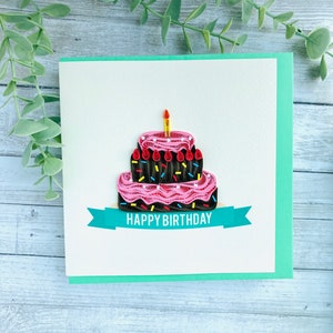 Birthday Cake Quilling cards  | handmade paper art | Quilled cards for special occasions | unique paper art | Her Birthday | birthday wish