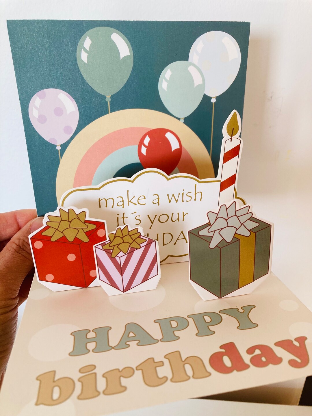 Birthday Balloons Pop up 3D Greeting Card Happy Birthday Celebration ...