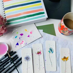 Hand Painted Wildflower Watercolor Bookmark, Original Art immagine 9