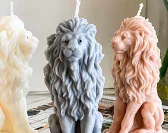 Bougie sculpture de lion | Décoration d'intérieur en cire de soja faite main