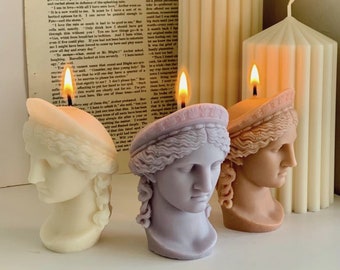 Handmade Athena Statue Soy Candle: Minimalist Home Decor