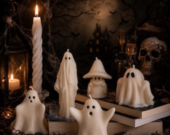 Halloween-Kerzen mit Geistermotiven, personalisierte Kerzen, einzigartige Deko-Kerzen, Geschenk für sie, ihn, beste Freunde, individuelle Kerzen, Halloween-Dekoration