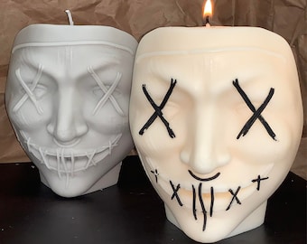 Halloween Mask Candle| Big Scary Mask Candle| Spooky season ideas| Halloween Decorations| Halloween decor| Statement piece decor|soy candle