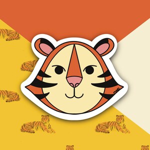 Autocollant mignon Tiger Face | nouvel an lunaire | Année du | tigre | d’illustration de tigre mignon Vinyle