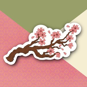 Autocollant de branche de fleur de cerisier | | de cerisier en fleurs | d’illustration de fleurs de cerisier mignon | de Sakura Tree Vinyle