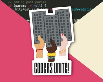 Coders Unite Sticker | Technology | Computer Science Sticker | Software Engineer | Coder | Developer | Vinyl