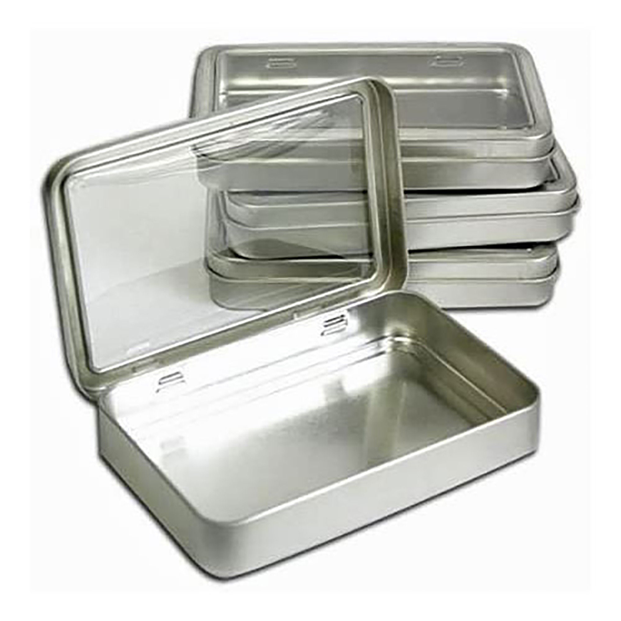 Clear Top Metal Tin Box 7oz Plain Silver Hinged Blank Storage Etsy