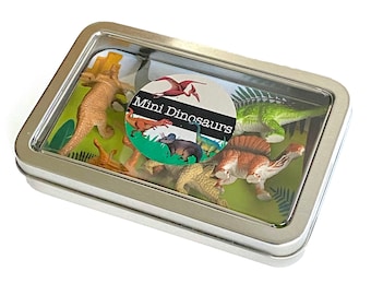 Dinosaur Pocket Travel Playset – Mini Figures, Stickers, Metal Tin