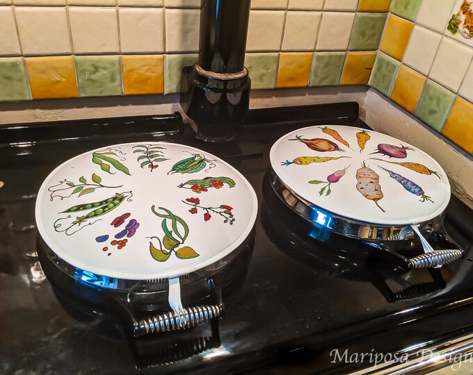 Set of 2 Hand Drawn Beans and Veg Chefs Pads AGA Lid Covers AGA Hob Covers Etsy