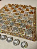 Gold and Silver Resin Checker Board Set | Resin Checkers Set