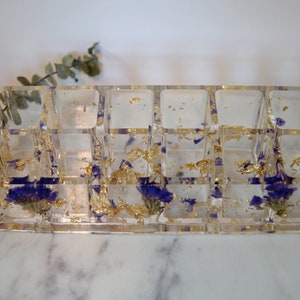 Custom Floral Holder for Lipstick and Brushes with Foil Flakes, Flower Lipstick Holder, Makeup Holder