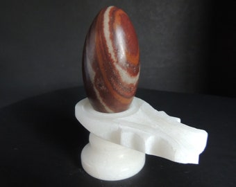 Narmadeshwar Shiva lingam-2.5 Inches, With White Marble Yoni Base (NS-A40)
