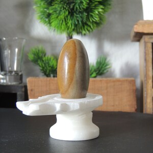 Shiva Lingam-2.10 Inches, Pooja Set with Yoni base & Nandi  (NSA-505)