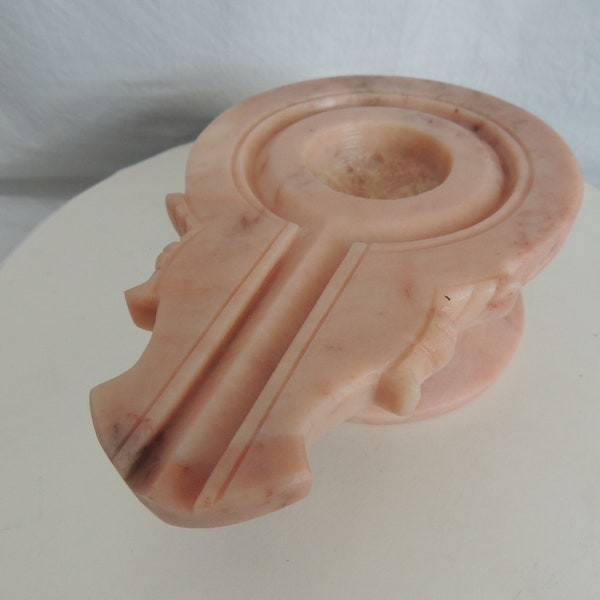 Yoni Base 8.9" in Length. Pink Marble Stone, For Size 6 to 9 Inches Shiva Lingam (YB-45)