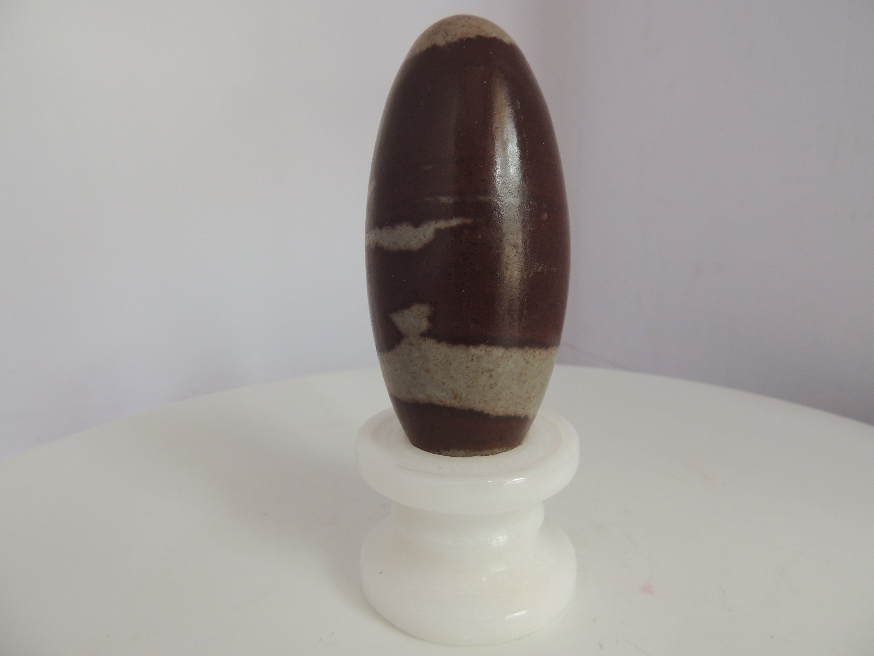 . NS-A217 1 2 4.5 Inches & Narmadeshwar Shiva lingam Combo- 2 White Marble Round Holder/Base For Both Lingams. 4 Inches