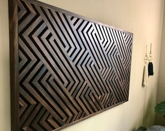 Modern Wood Art, Geometric Wood Art, Wood Slat Art, Rustic Wood Wall Art, Bohemian Wood Wall Art, Wood Decor, Modern Decor