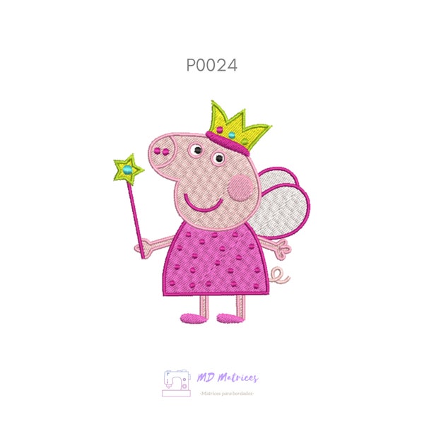 Fairy Peppa Pig Machine Embroidery Design - 4 sizes