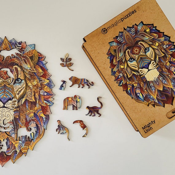 Puzzle in legno Mighty Lion per adulti e bambini / Legno premium tagliato  al laser / Pezzi di puzzle 3D a forma di animale / Regalo unico -   Italia