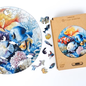 Coral Reef Wooden Jigsaw Puzzle for Adults and Kids | Laser Cut Premium Wood | Animal Shaped 3D Puzzle Pieces | Unique Gift